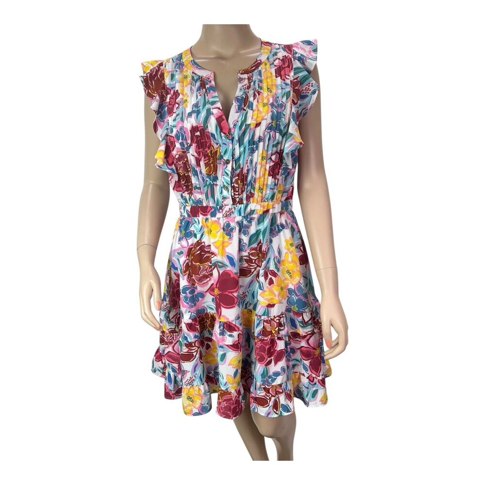 THML Floral Mini Dress in White, Pink, Yellow, Blue